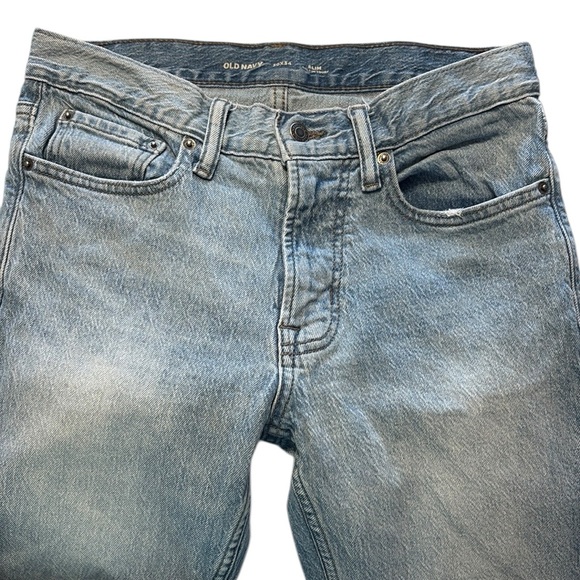 Old Navy Men's Slim Jeans Size 30 X 34 Light Wash Built in Tough Straight Leg - Picture 3 of 7